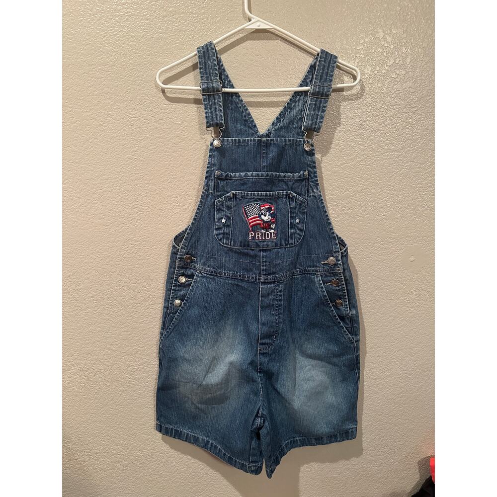 Vintage 90s Disney Pride Mickey Mouse Patriotic USA Overall Shorts S